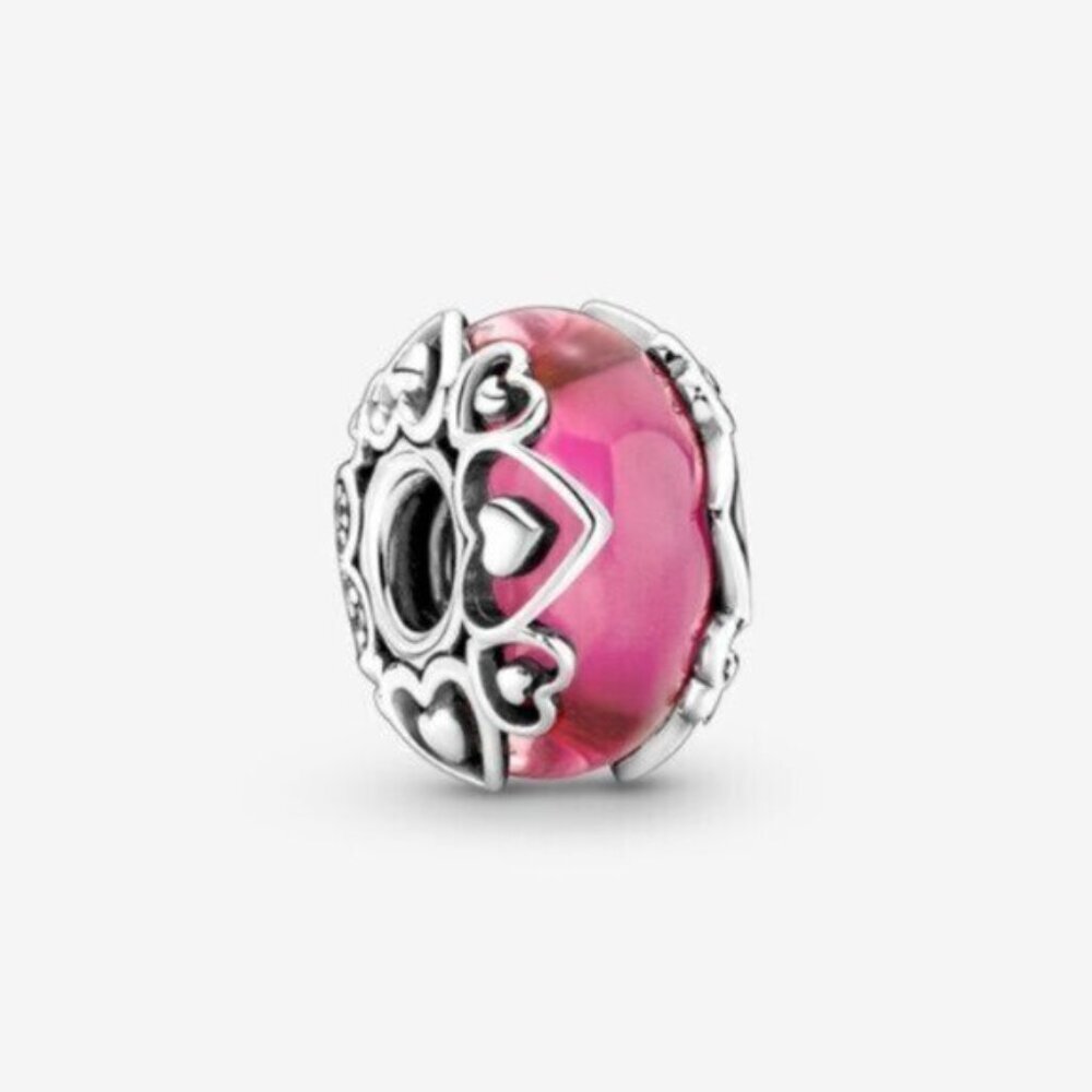 pandora Reveal Your Love Pink Murano Glass Charm